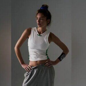 NWOT Free People  MOVEMENT Powerwalk Tank Green & White